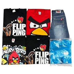 Lot of 6 Kids T Shirt Bundle Mixed Sizes Minecraft Angry Birds Gaming Brand Nw